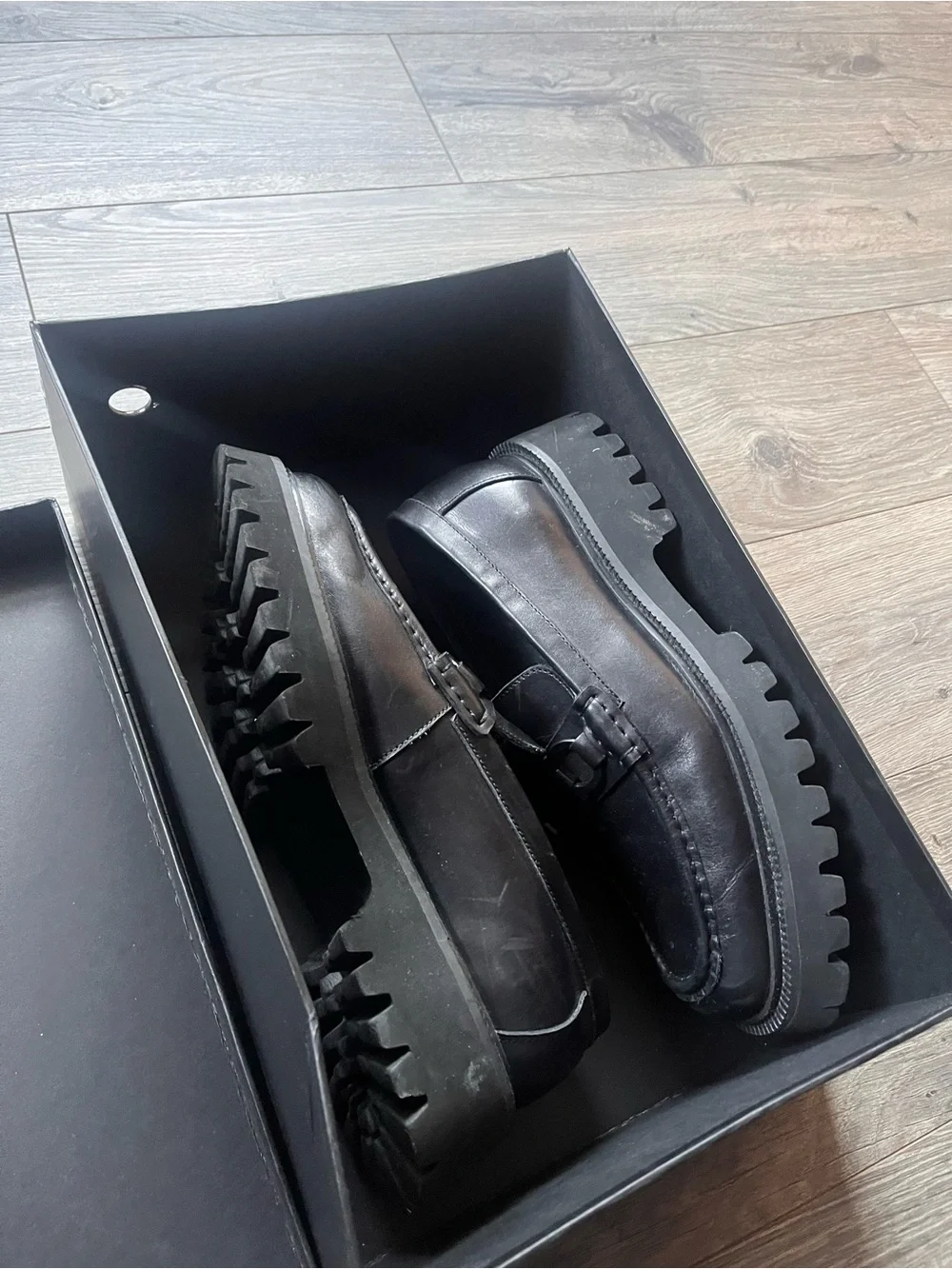 Men's Black Leather Slip-On Bit Loafers